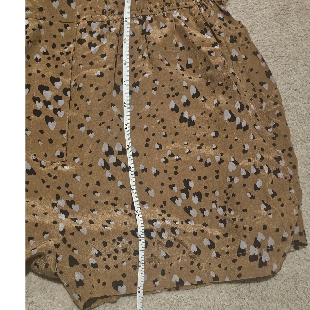 TWENTY8TWELVE Women Brown Heart Print Silk Long Sleeve Utility Romper Jumpsuit 2 - Picture 8 of 8